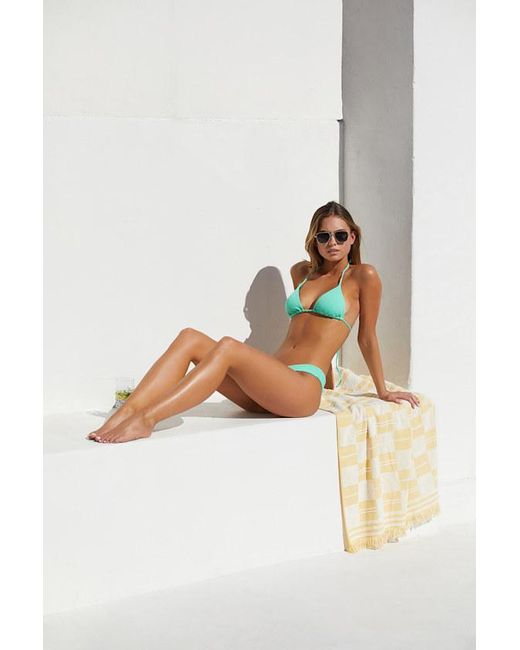 Lulus Green Sandy Messages Light Ribbed Bikini Bottoms
