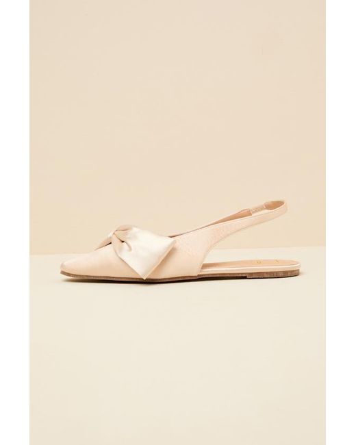 Lulus Natural Kyleigh Satin Bow Slingback Flats