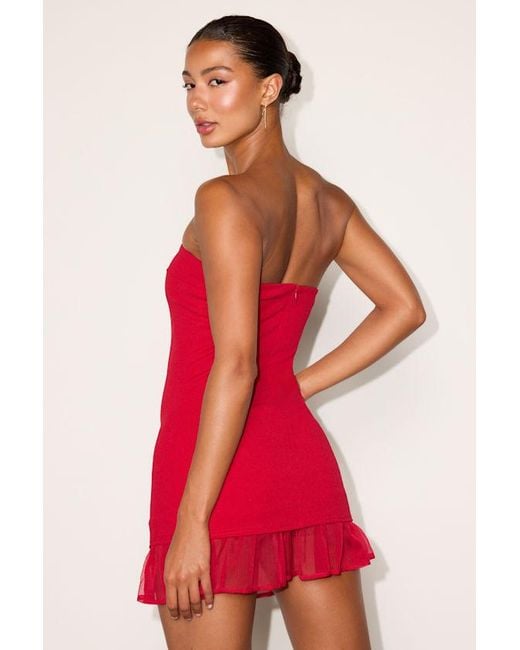 Lulus Red Irie Strapless Ruffled Mini Dress