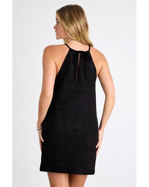Lulus Black Westlynn Suede Cutout Shift Mini Dress