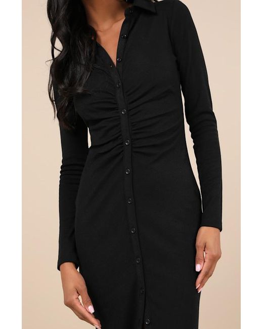 Lulus Natural A Little Prep Button-Up Bodycon Midi Dress