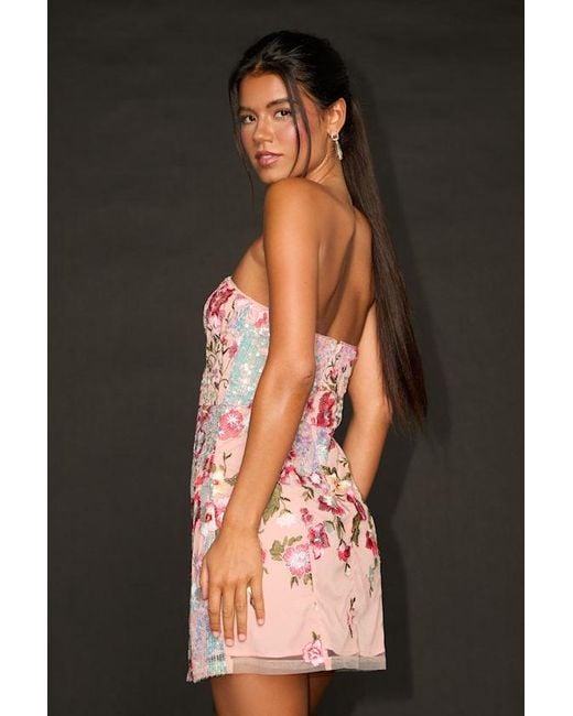 Lulus Black Tiffy Multi Sequin Embroidered Strapless Mini Dress