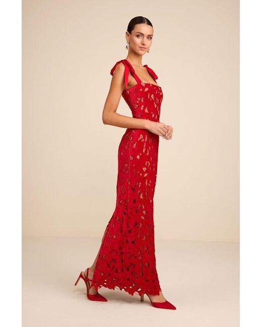 Lulus Ramsey Embroidered Tie-Strap Maxi Dress