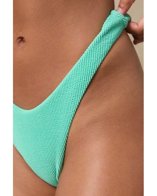 Rhythm Blue Isla Aqua Textured Ribbed High-Cut Bikini Bottoms