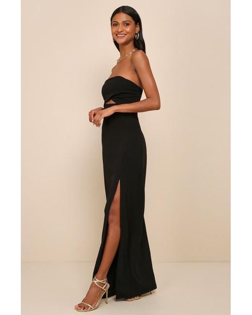 Lulus Black Extravagant Persona Strapless Cutout Column Maxi Dress