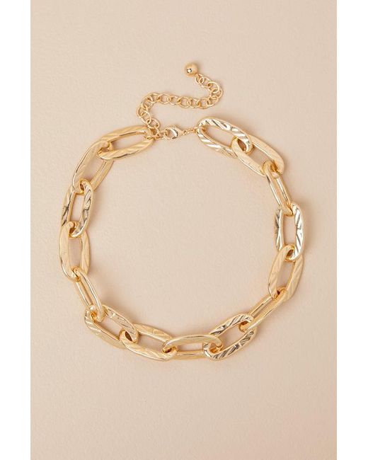 Lulus Natural Zahra Textured Chain Link Necklace