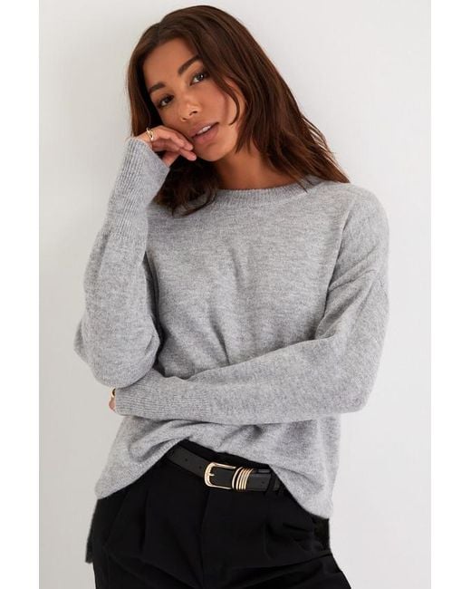 Lulus Gray Autumn Allure Crew Neck Oversized Pullover Sweater