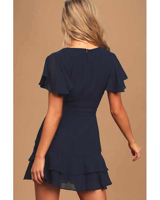 Lulus Blue Sweet Like You Ruffled Mini Dress
