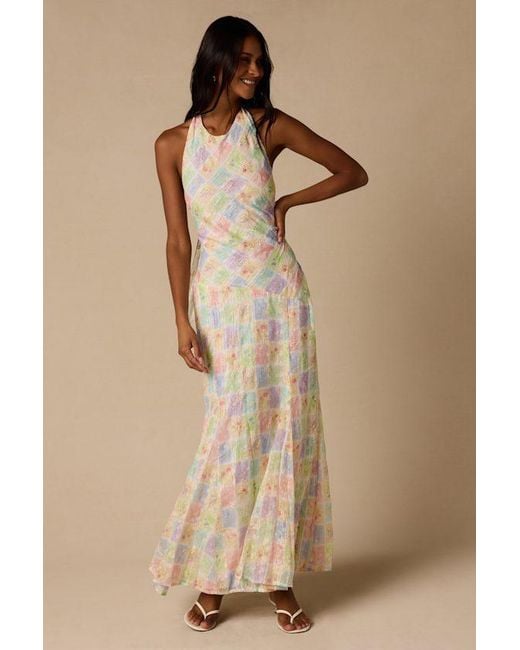 Lulus Natural Maressa Multi Floral Halter Maxi Dress
