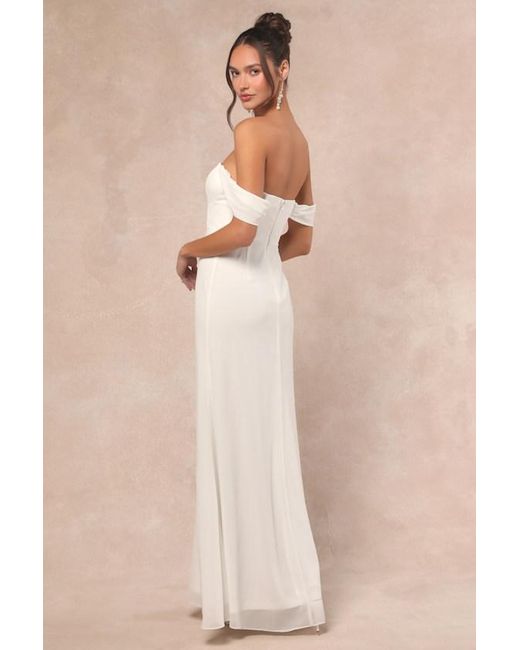 Lulus Natural Magical Magnetism Off-The-Shoulder Maxi Dress