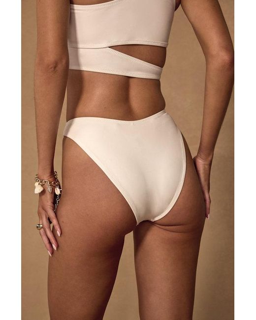 Lulus White Sun And Games High-Waisted High-Cut Bikini Bottoms