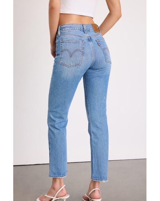 Levi's Blue Wedgie Straight Cropped High-Rise Jeans