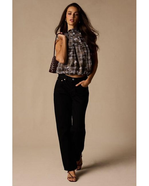 Lulus Brown Sathia Multi Floral Mock Neck Tank Top