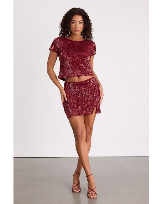Lulus Red Isotta Sequin Low-Rise Mini Skirt