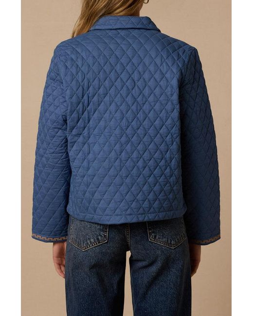 Lulus Blue Neve Embroidered Quilted Jacket