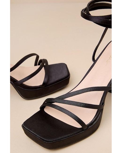 Lulus Blue Antonnia Satin Strappy High Heel Ankle Wrap Sandals