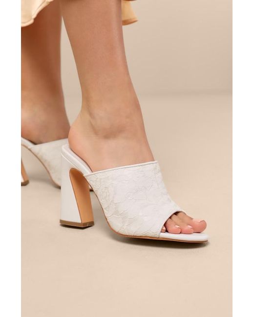 Lulus Natural Callixta Lace High Heel Slide Sandals