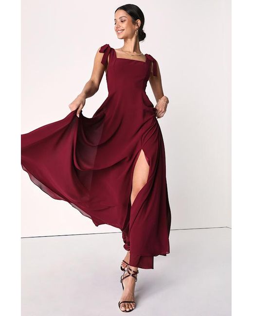 Lulus Red Love Me Forever Square Neck Maxi Dress
