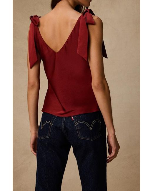 Lulus Red Denia Satin V-Neck Tank Top