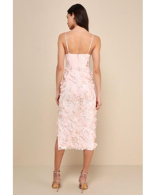 Lulus Natural Limitless Adoration 3D Floral Embroidered Midi Dress