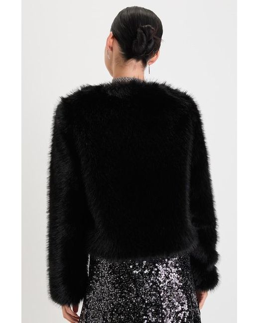 Lulus Black Glam Attitude Faux Fur Jacket