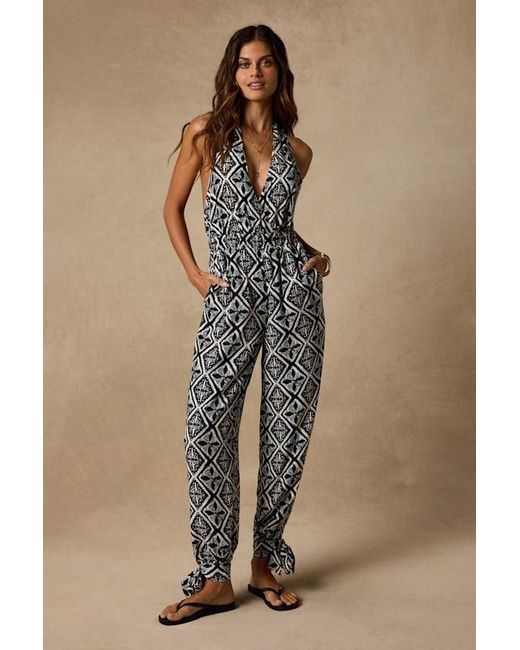 Lulus Brown Elodie Multi Boho Print Backless Jumpsuit