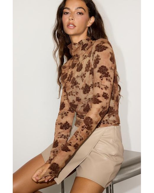 Kinsley Print Long Sleeve Mock Neck Top