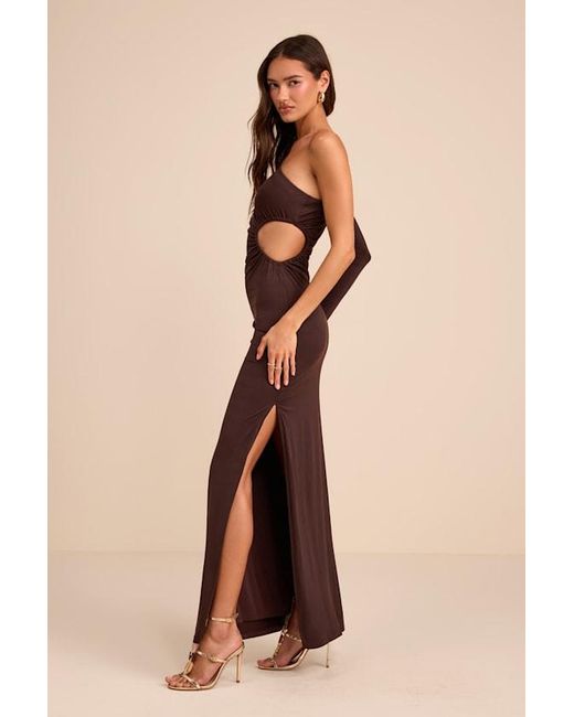 Lulus Natural Malayah Jersey Knit Cutout Column Maxi Dress