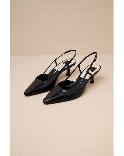 Dolce Vita Natural Odela Midnight Leather Pointed-Toe Slingback Pumps