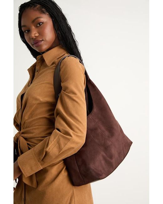 Billini Brown Tammy Chocolate Suede Shoulder Bag