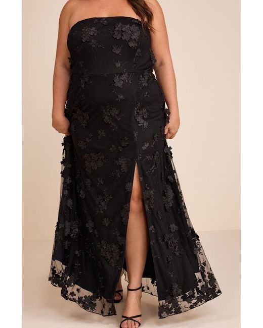 Lulus Black Rare Presence 3D Floral Embroidered Maxi Dress