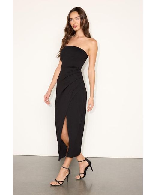 Lulus Black Farah Strapless Tulip Midi Dress