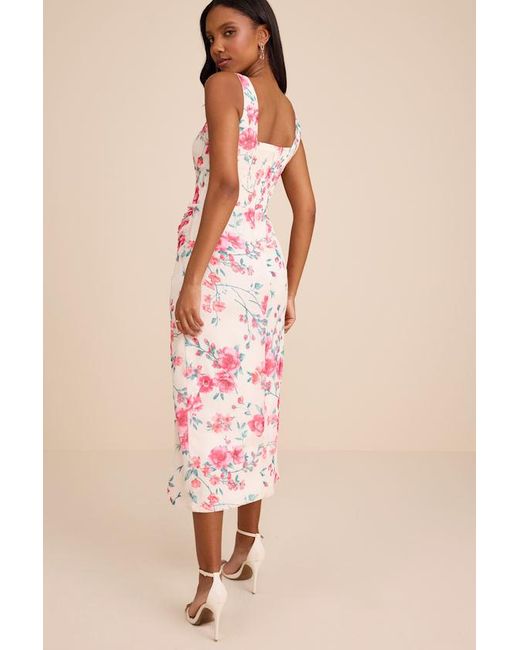 Lulus Natural Lesina Floral Sleeveless Midi Dress