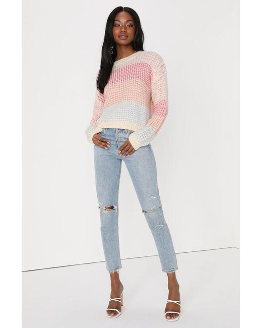 Lulus Gray Effortlessly Cute Multi Pullover Sweater