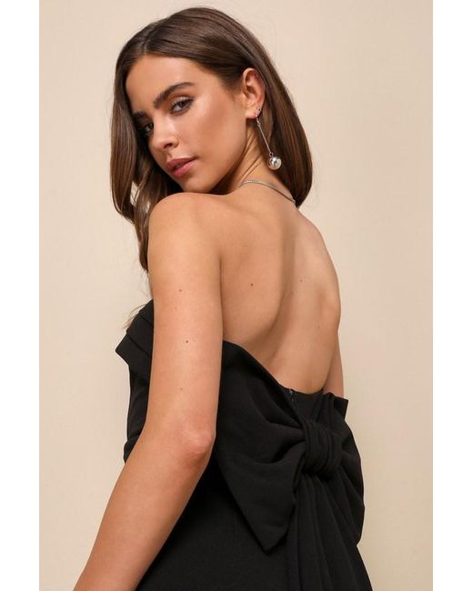 Lulus Natural Fabulous Phenomenon Strapless Bow Midi Dress