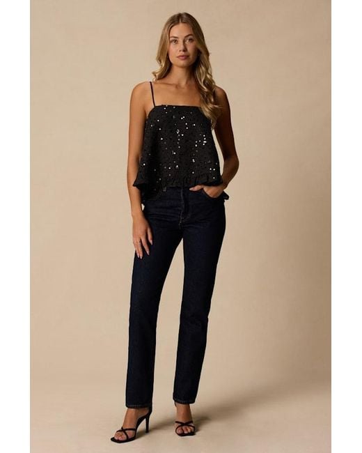 Lulus Black Junya Sequin Bow Cami Top
