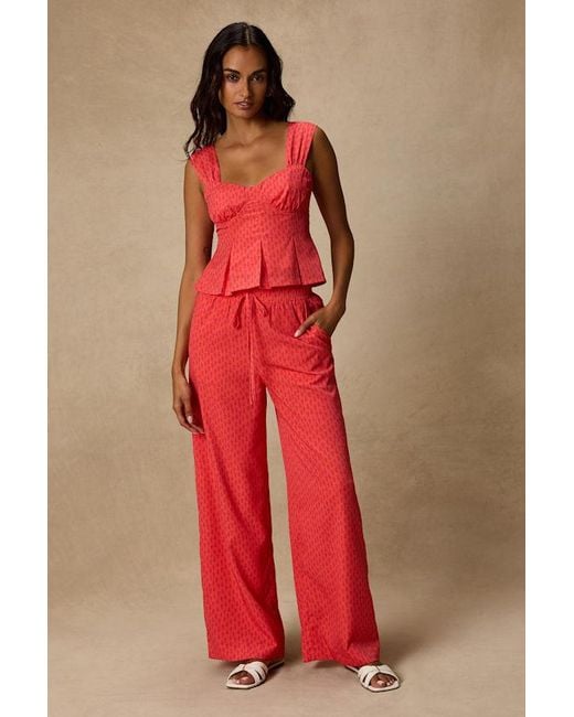 Lulus Red Marion Floral Peplum Top