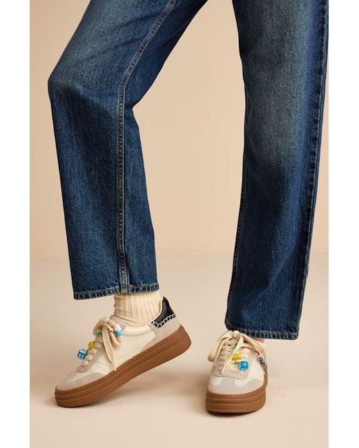 Steve Madden Natural Dodge Charm Bone Multi Leather Sneakers