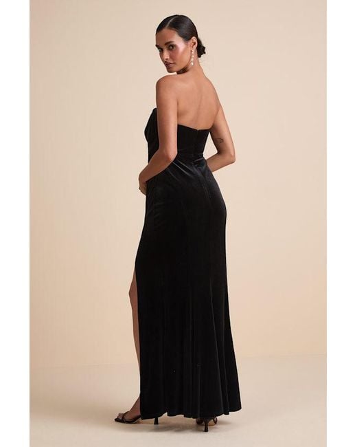 Lulus Black Perfectly Captivating Velvet Strapless Maxi Dress