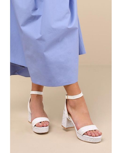 Lulus Blue Elodina Eyelet Platform High Heel Sandals