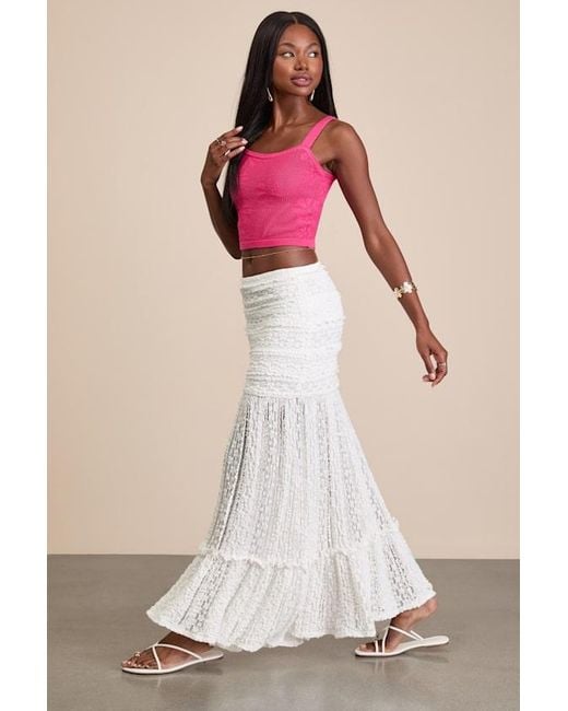 Lulus Pink Rochelle Sheer Textured Knit Maxi Skirt