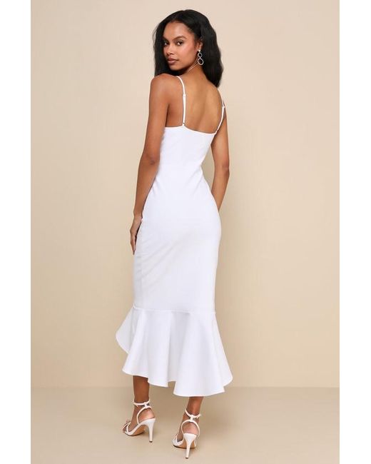 Lulus Natural Stun Like Me Bodycon Trumpet Hem Midi Dress