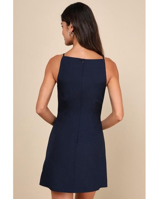 Lulus Blue Chic Ease Sleeveless Mini Dress