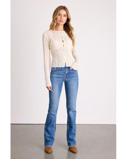 Lulus White Collie Sheer Lace Button-Front Cardigan