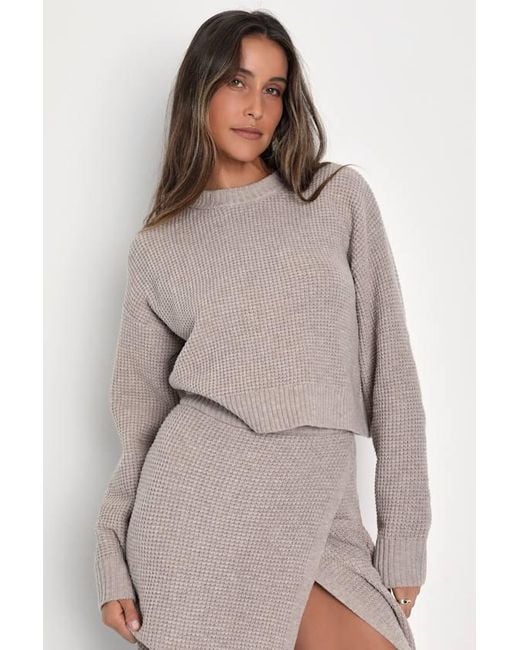 Lulus Natural Autumn Sweetheart Waffle Knit Two-Piece Sweater Dress