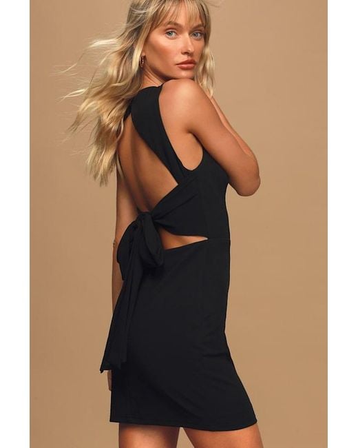 Lulus Black Confident Cutie Tie Back Sleeveless Mini Dress