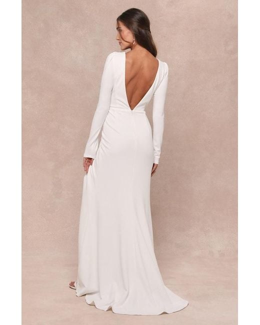Lulus Natural Stunning Romance Long Sleeve Mermaid Maxi Dress