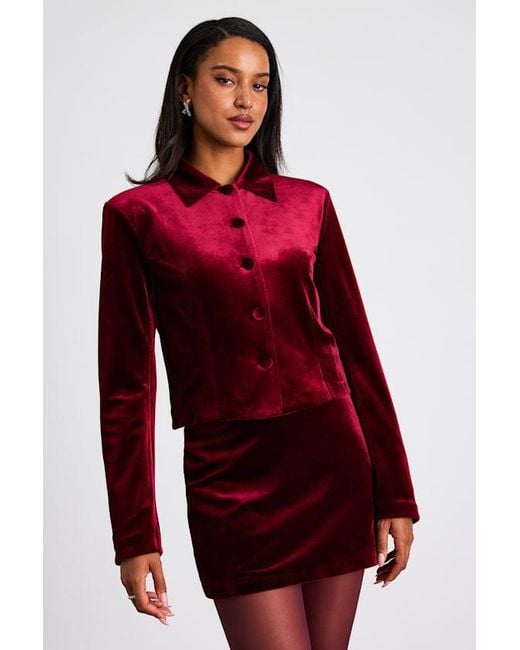 Lulus Red Bettany Velvet Mid-Rise Mini Skirt