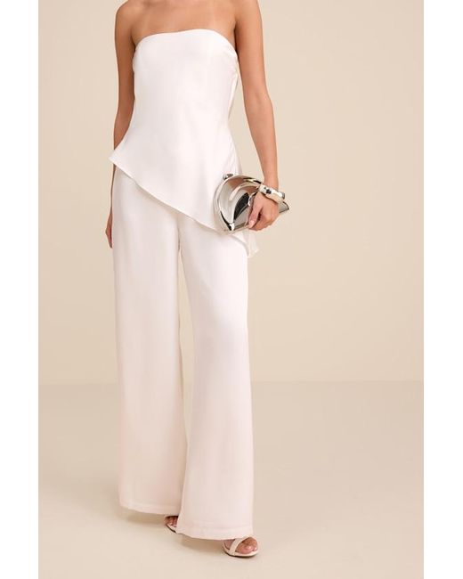Lulus Natural Zettie Organza Asymmetrical Jumpsuit