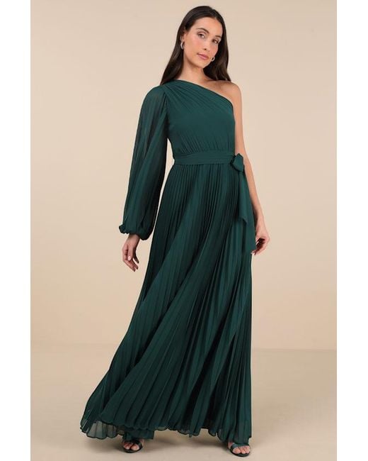 Lulus Green Divine Charm One-Shoulder Maxi Dress